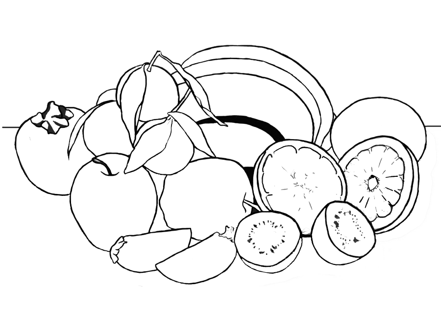 Coloring page Sliced fruit Print